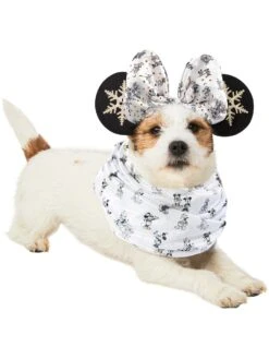 Winter White Minnie Mouse Holiday Pet Headpiece And Bandana