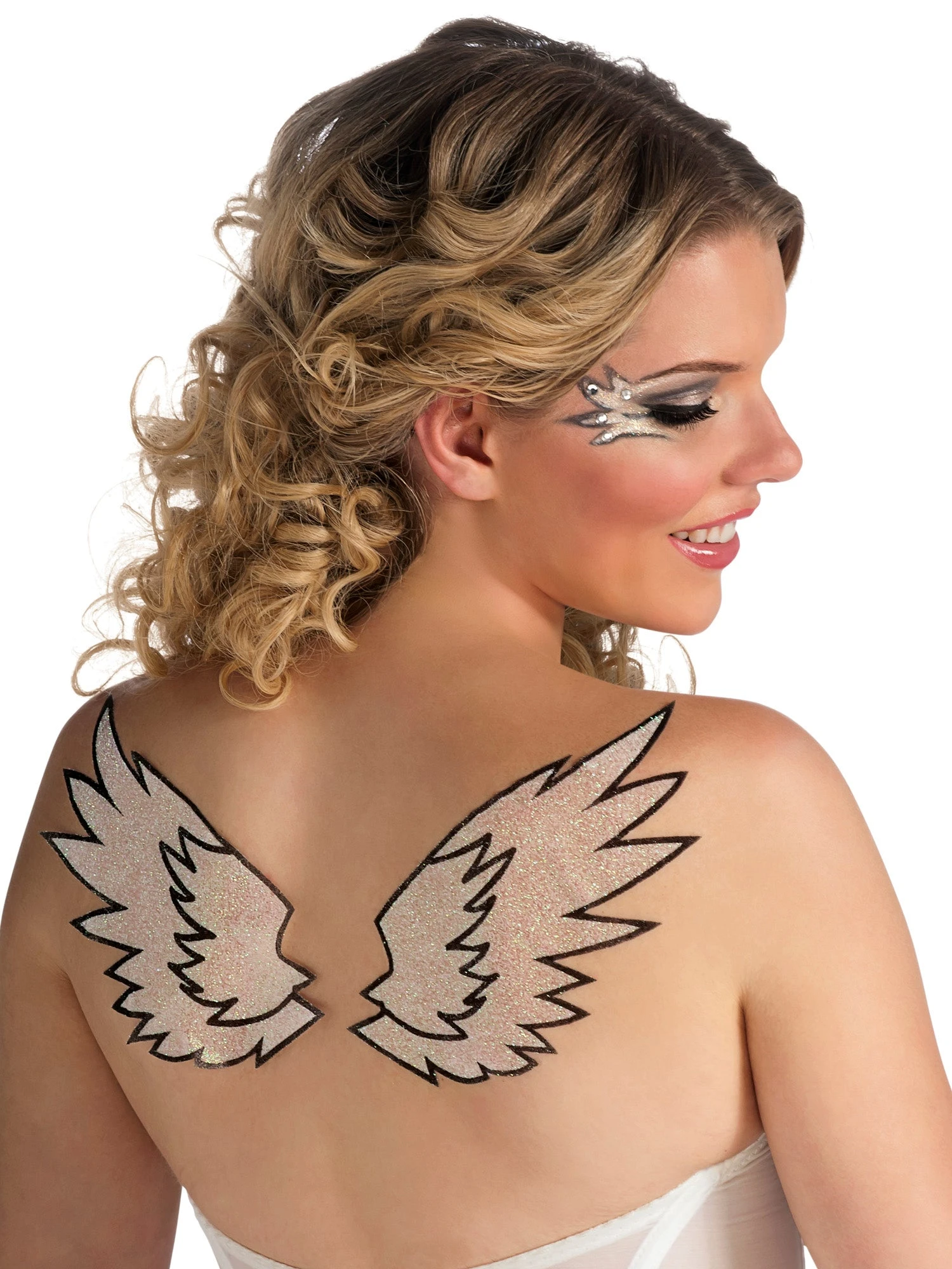 Adult Angel Wings Glitter Tatto Accessory 1 Adult Angel Wings Glitter Tatto Accessory
