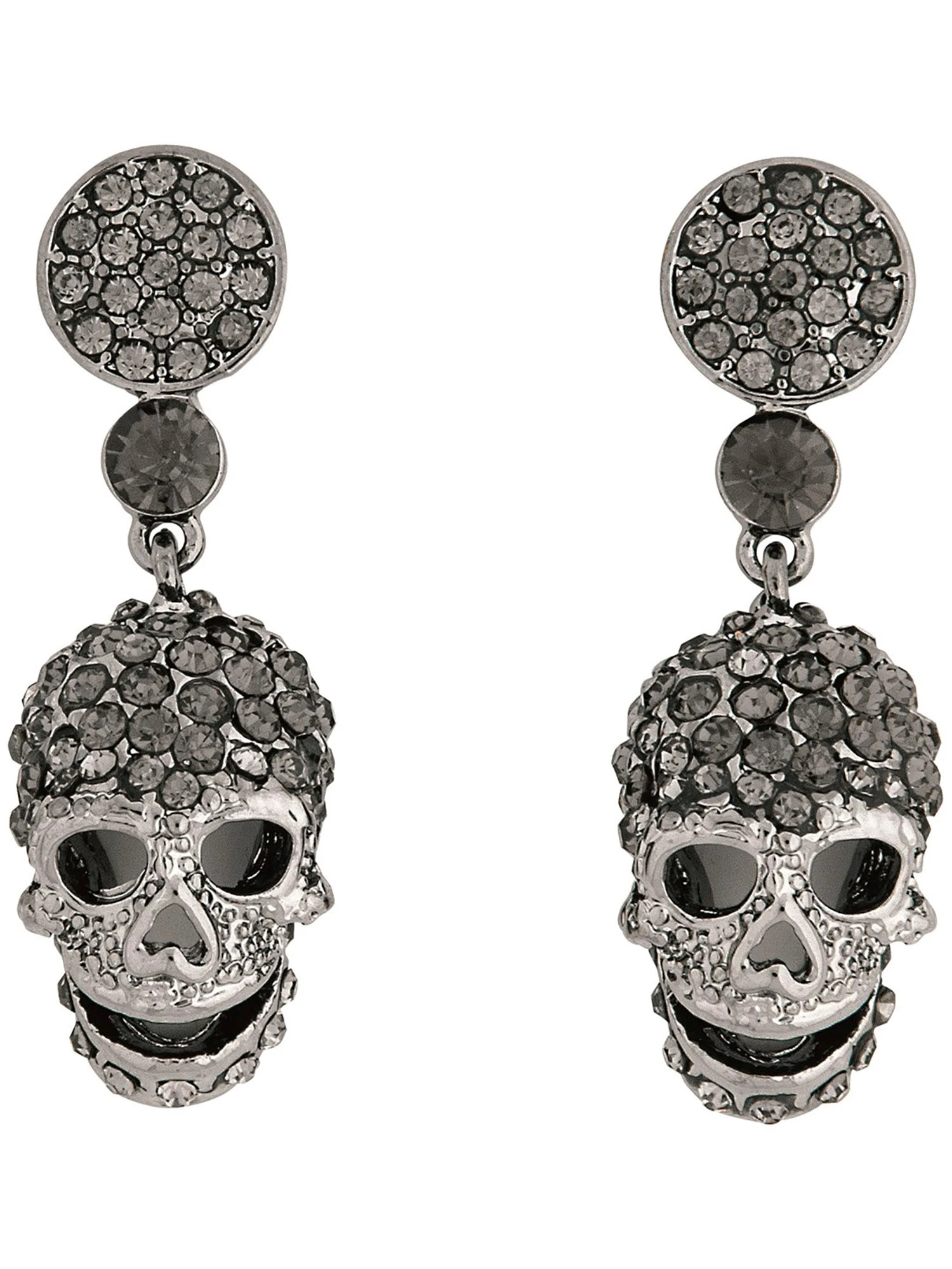 Adult Grey Skull Head Earrings Accessory 1 Adult Grey Skull Head Earrings Accessory