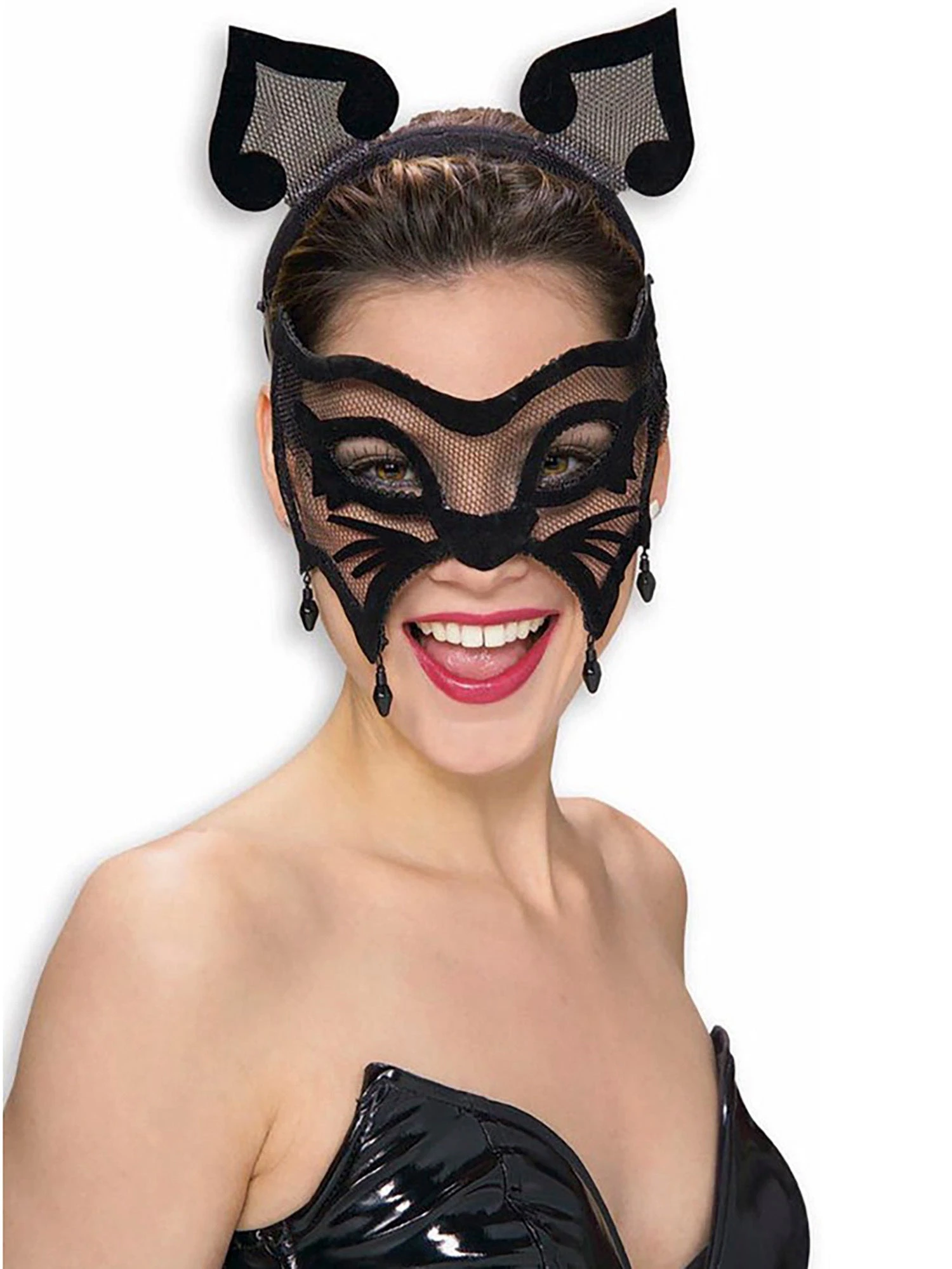 Adult Black Cat Mesh Mask 1 Adult Black Cat Mesh Mask