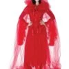 Adult Red Hooded Tulle Cape