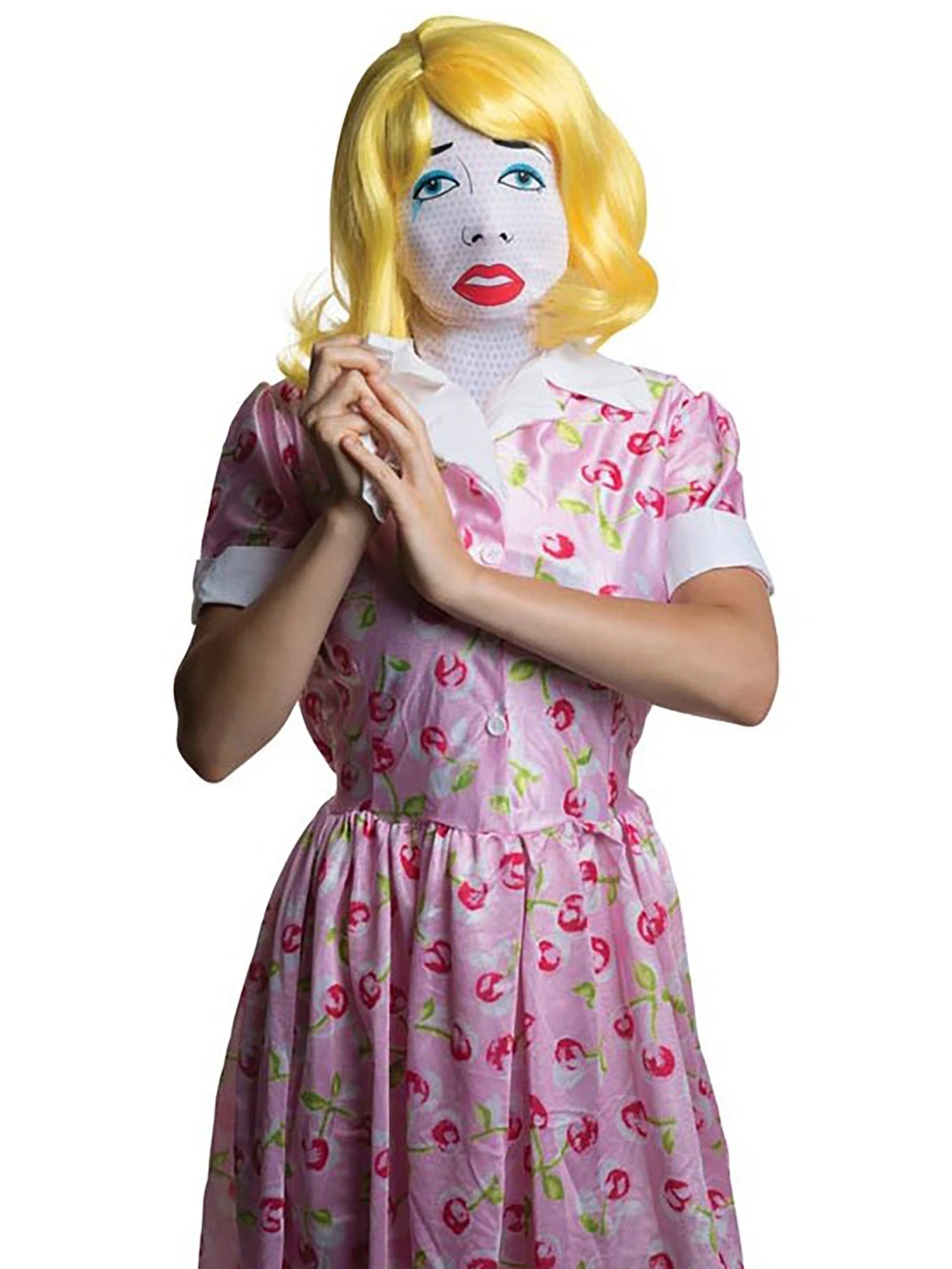 Adult Pop Art Mask W/Wig 1 Adult Pop Art Mask W/Wig