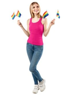 Adult Rainbow Pride Mini Flags - 6 Piece -Costume Supercenter Store r5000211 3