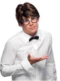 Men's Short Brown Nerd Wig
