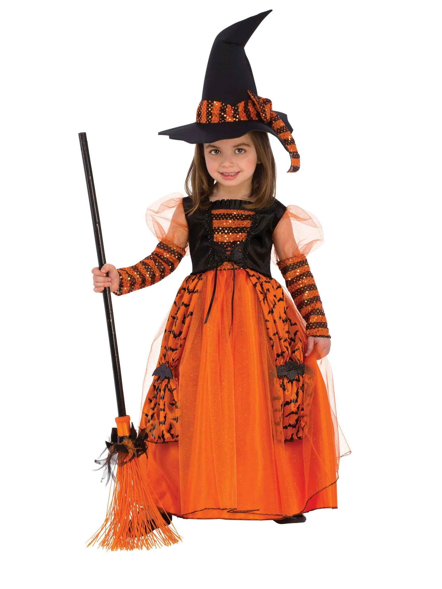 Girls' Orange Sparkle Witch Costume 1 Girls' Orange Sparkle Witch Costume