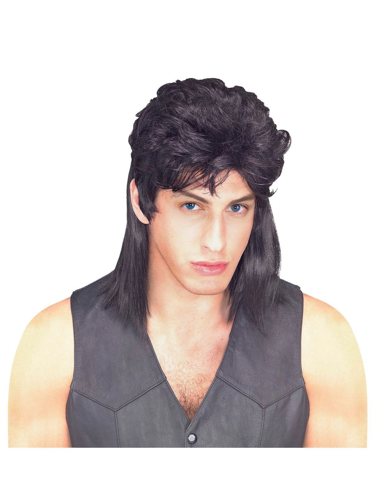 Men's Black Mullet Wig 1 Men's Black Mullet Wig