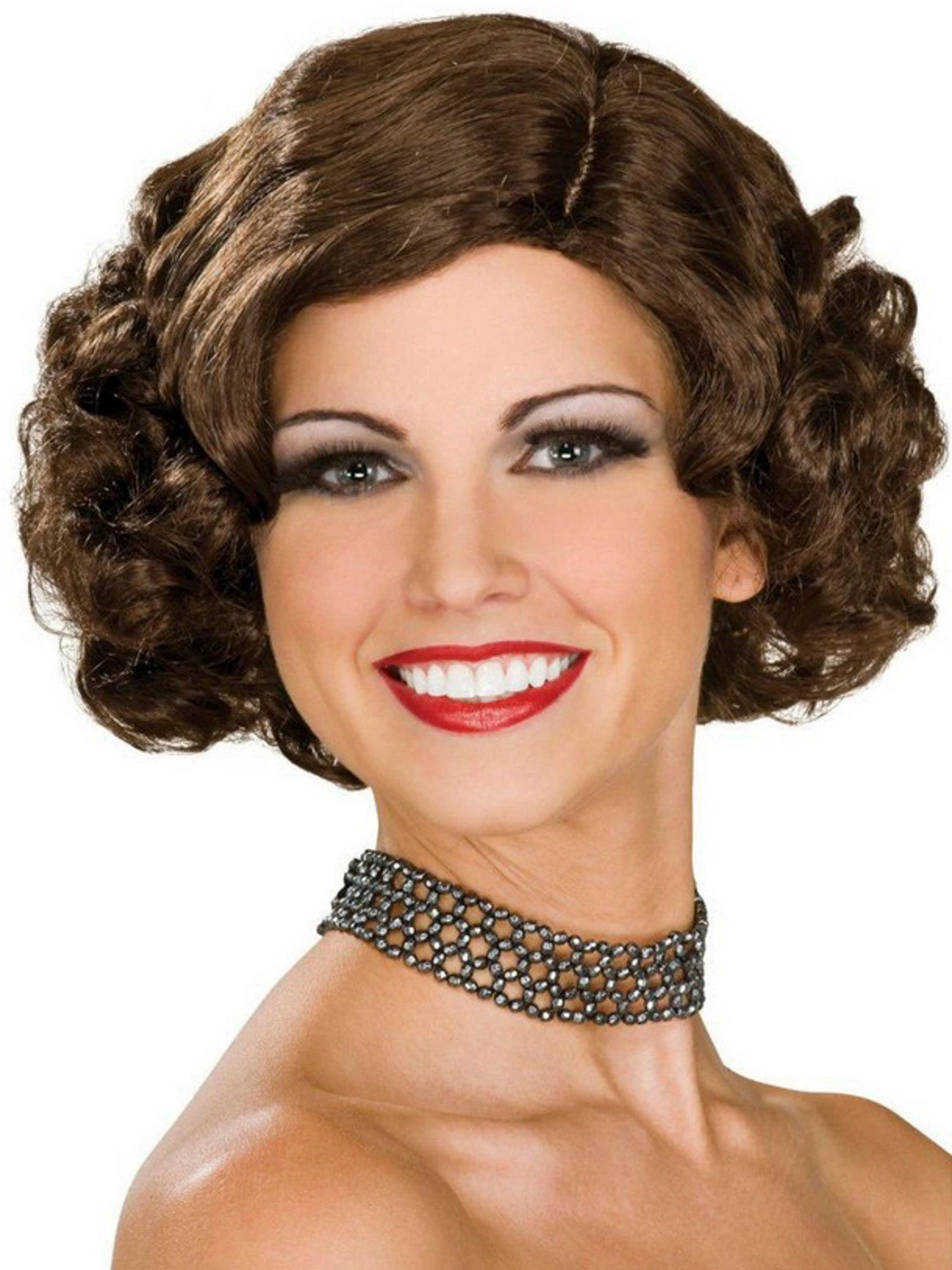 Women's Brown Flapper Wig 1 Women's Brown Flapper Wig