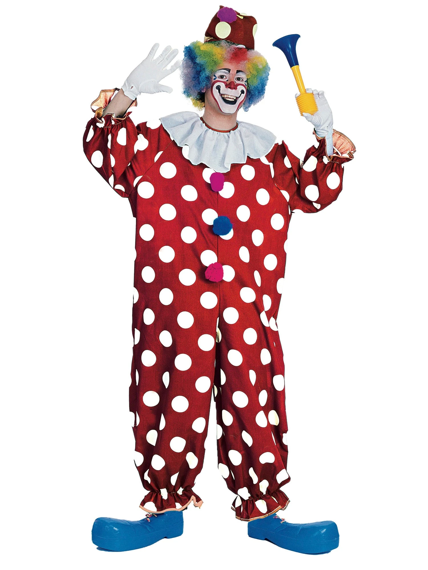 Adult Red And White Polka Dot Clown Costume 1 Adult Red And White Polka Dot Clown Costume
