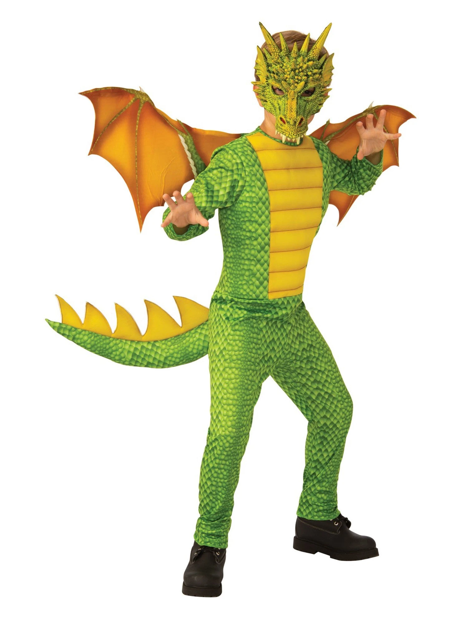 Boys' Green And Yellow Dragon Costume 1 Boys' Green And Yellow Dragon Costume
