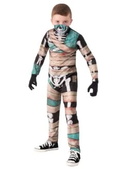Boys' Half-Mask Mummified Zombie Skeleton Costume