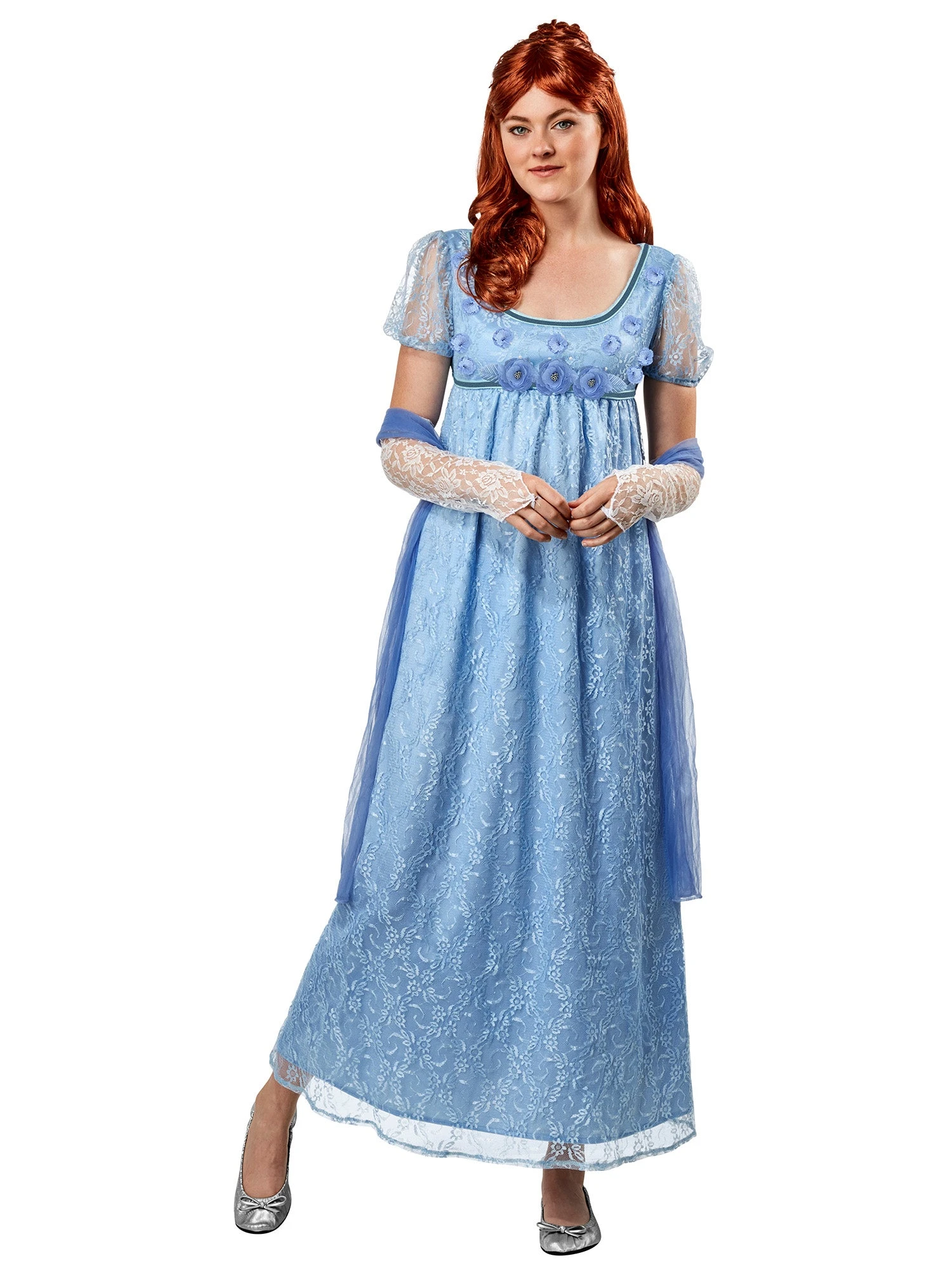 Women's Regency Blue Lace Dress 1 Women's Regency Blue Lace Dress