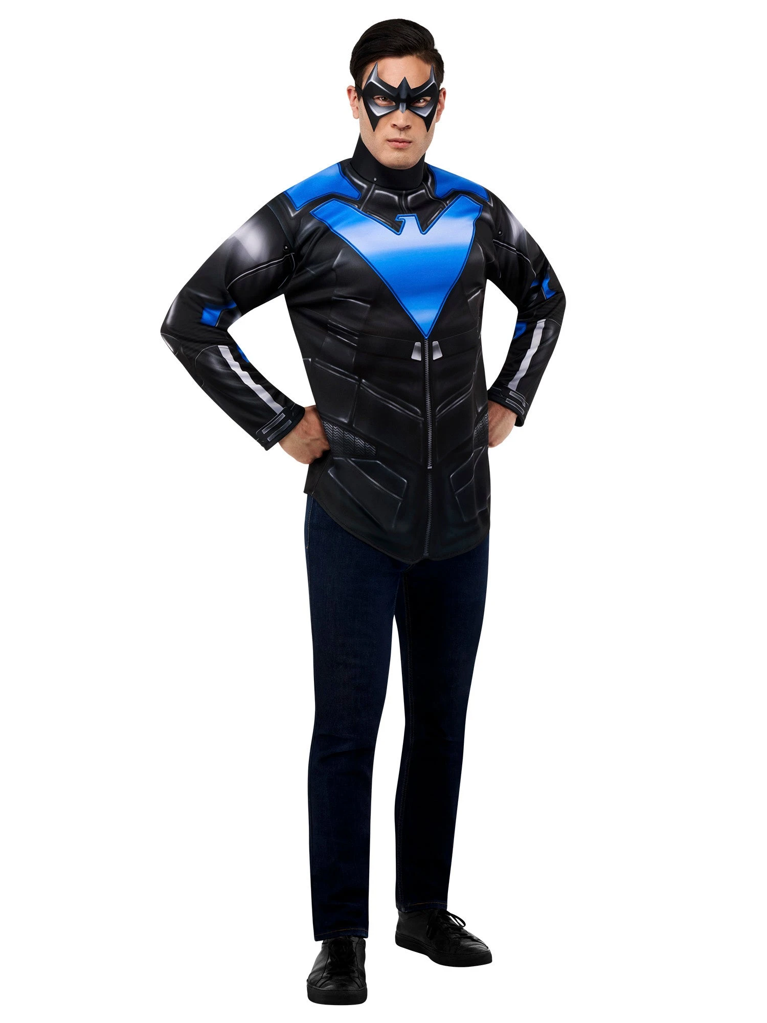 Men's Gotham Knights Nightwing Costume Top And Mask Set 1 Men's Gotham Knights Nightwing Costume Top And Mask Set