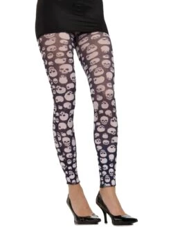 Adult White/Black Skull Tights Accessory