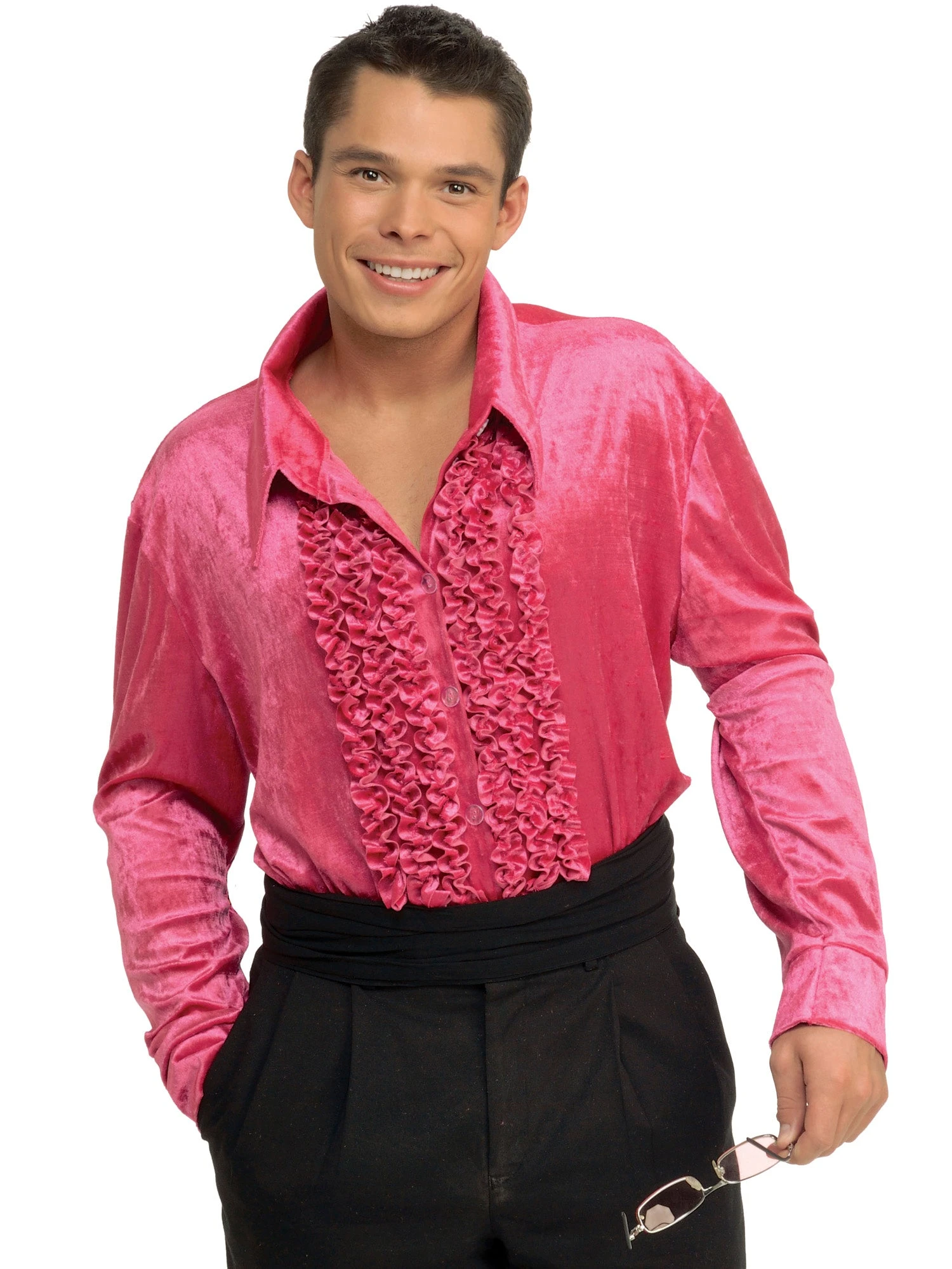 Men's Pink Velvet Disco Shirt 1 Men's Pink Velvet Disco Shirt