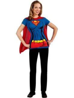 DC Comics Womens Supergirl T-Shirt W/ Cape Adult Costume