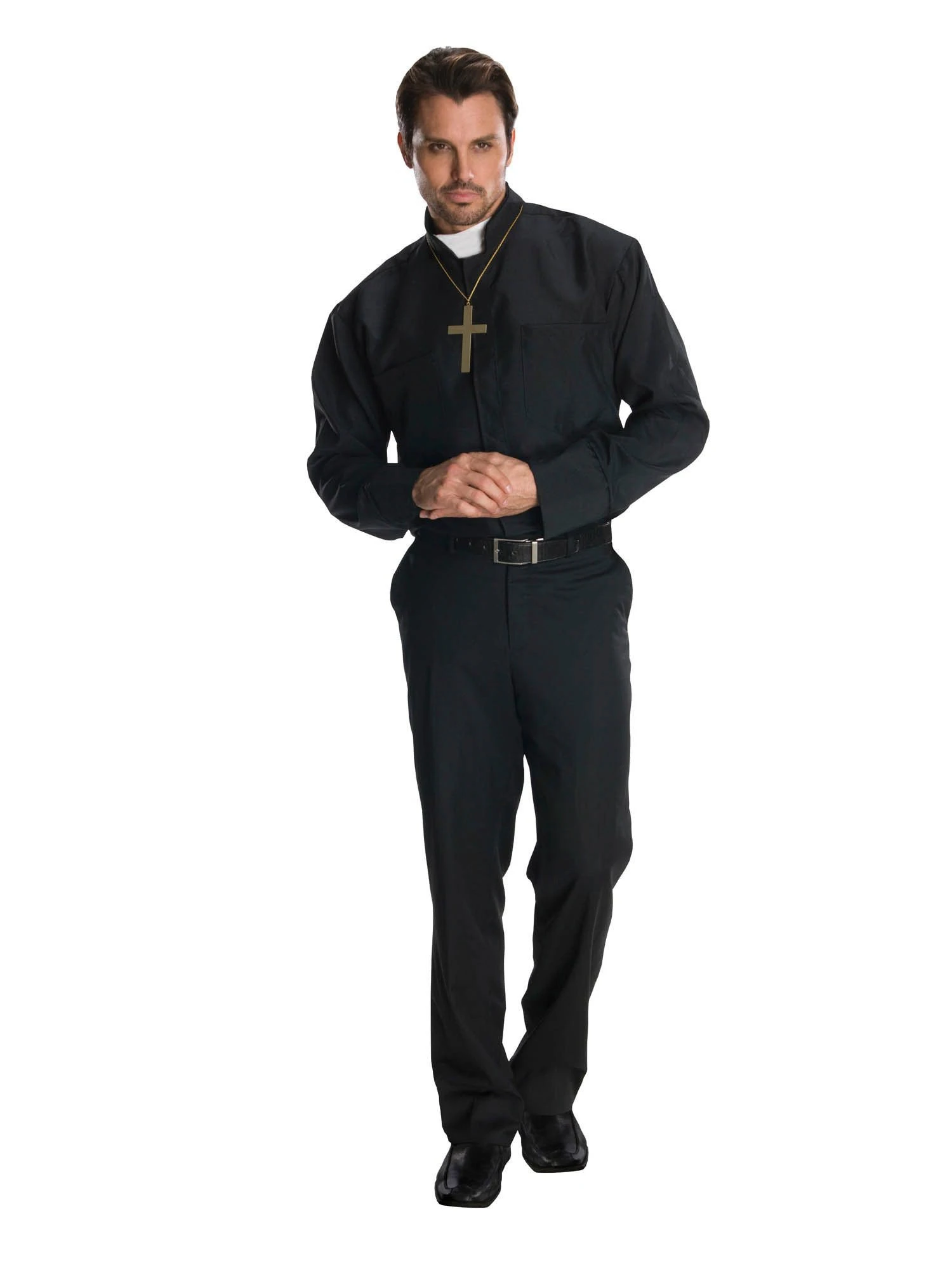 Men's Priest Shirt And Cross Necklace Set 1 Men's Priest Shirt And Cross Necklace Set