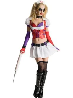 Womens Sexy Harley Quinn Asylum Nurse Costume