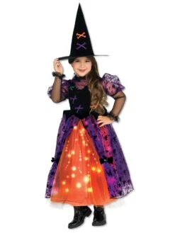 Girls' Light-Up Purple And Orange Pretty Witch Costume