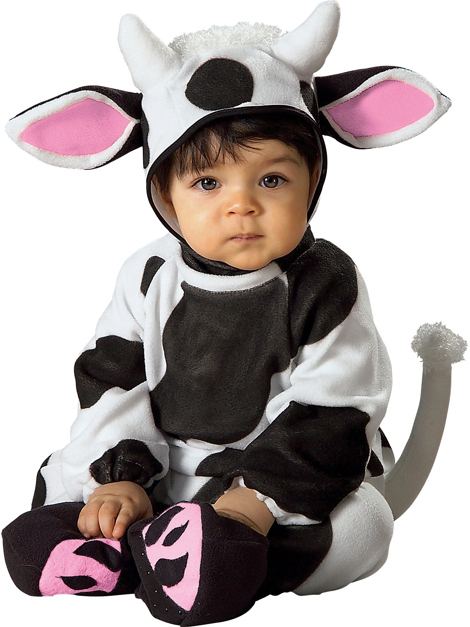Black And White Cozy Cow Costume For Babies 1 Black And White Cozy Cow Costume For Babies