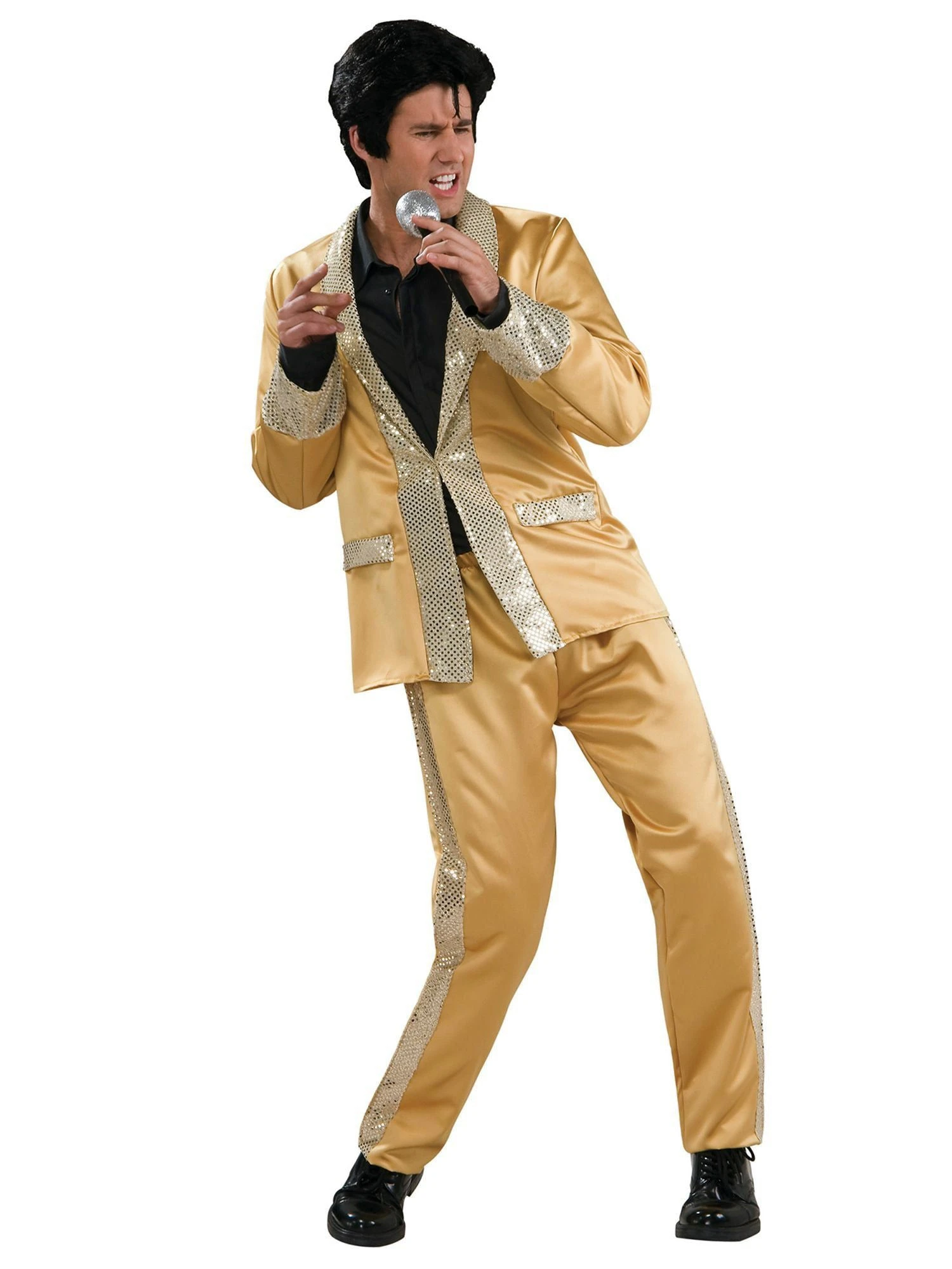 Men's Gold Satin Elvis Suit 1 Men's Gold Satin Elvis Suit