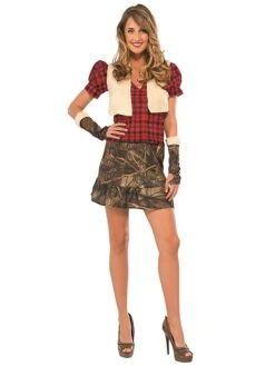 Women's Sexy Flannel And Camo Huntress Costume