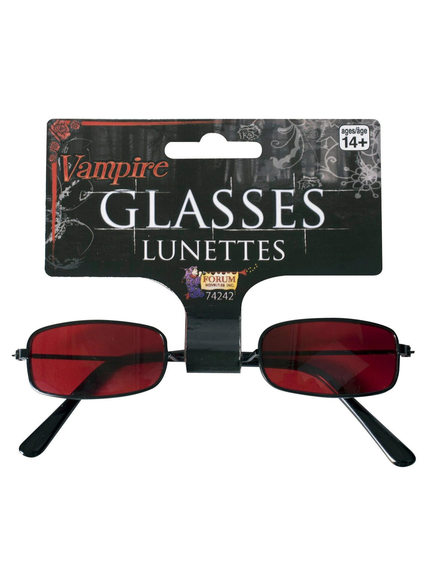 Adult Red Lens Vampire Glasses 1 Adult Red Lens Vampire Glasses