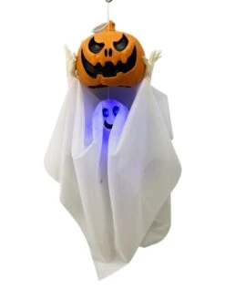35-inch Ghost And Jack-O-Lantern Animated Hanging Decoration